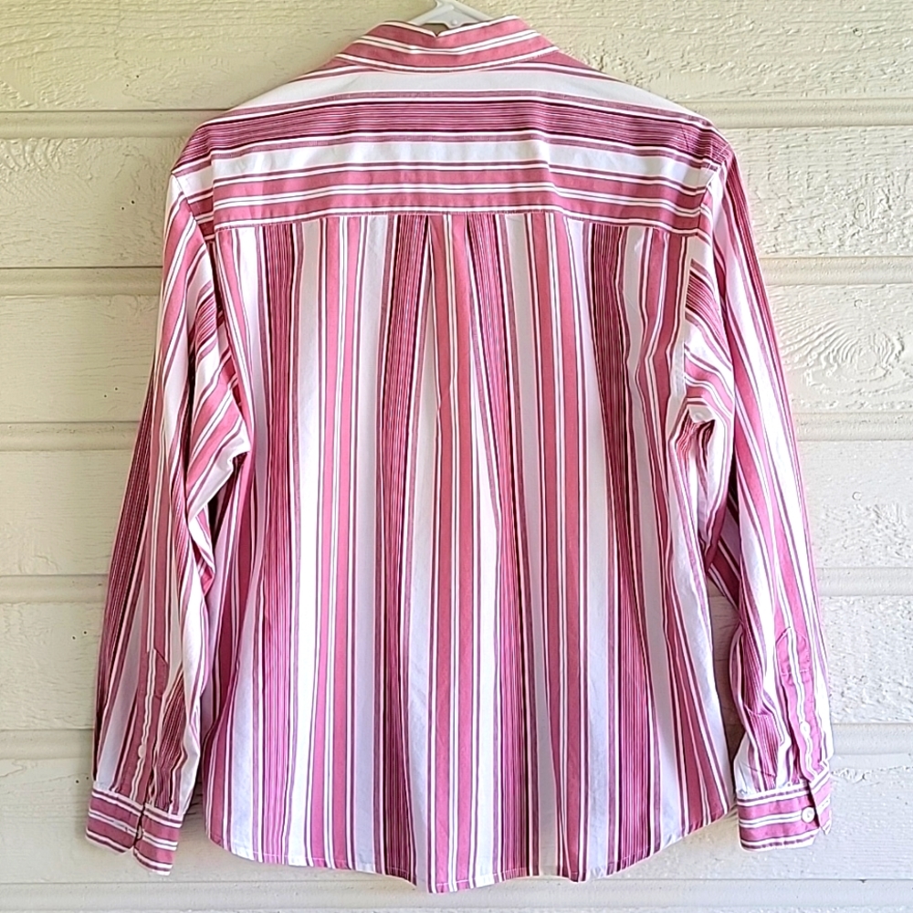 Talbots Petites Pink Stripe Button Down Shirt Wrinkle Resistant PM 100% Cotton - Picture 6 of 12